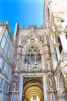 Primary Entrance Porta della Carte Palazzo Ducale DogeÃ¢â¬â¢s Palace Venice Italy photo